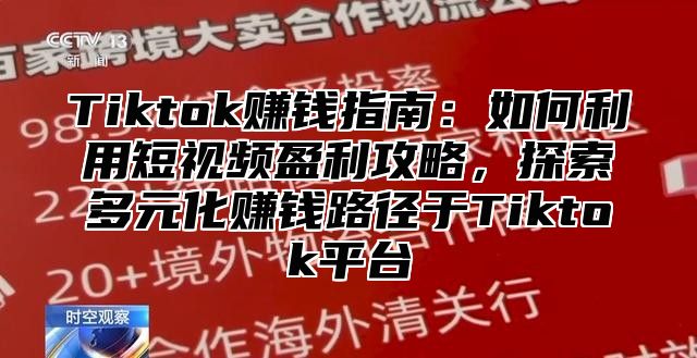 Tiktok赚钱指南：如何利用短视频盈利攻略，探索多元化赚钱路径于Tiktok平台