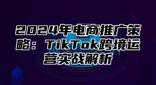 2024年电商推广策略：TikTok跨境运营实战解析