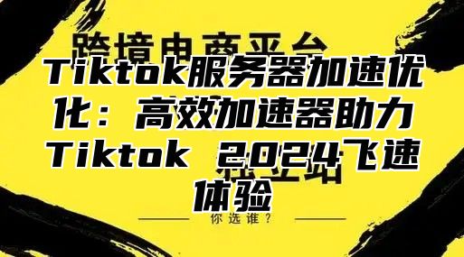 Tiktok服务器加速优化：高效加速器助力Tiktok 2024飞速体验