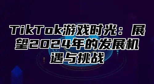 TikTok游戏时光：展望2024年的发展机遇与挑战