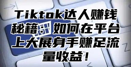 Tiktok达人赚钱秘籍：如何在平台上大展身手赚足流量收益！