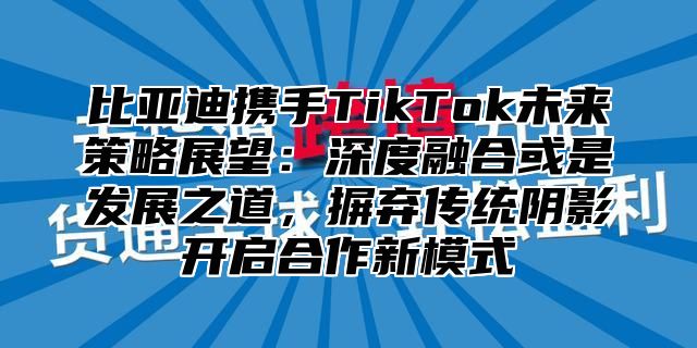 比亚迪携手TikTok未来策略展望：深度融合或是发展之道，摒弃传统阴影开启合作新模式