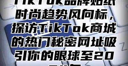 TikTok品牌贴纸时尚趋势风向标，探访TikTok商城的热门秘密网址吸引你的眼球至2024年