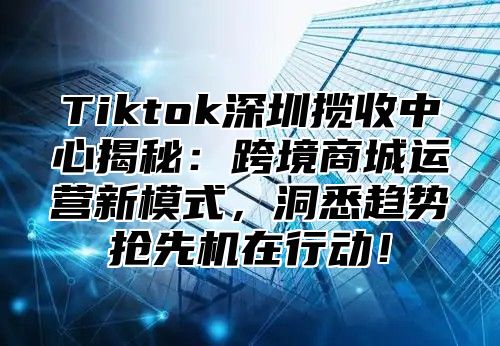 Tiktok深圳揽收中心揭秘：跨境商城运营新模式，洞悉趋势抢先机在行动！