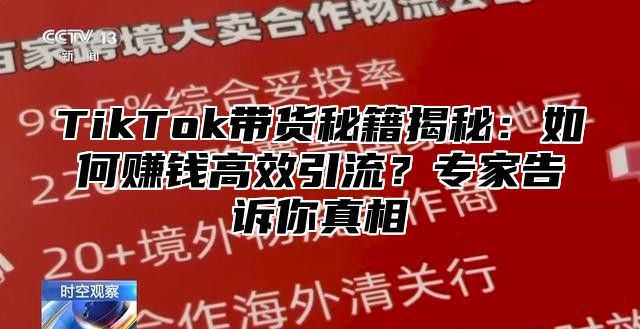 TikTok带货秘籍揭秘：如何赚钱高效引流？专家告诉你真相