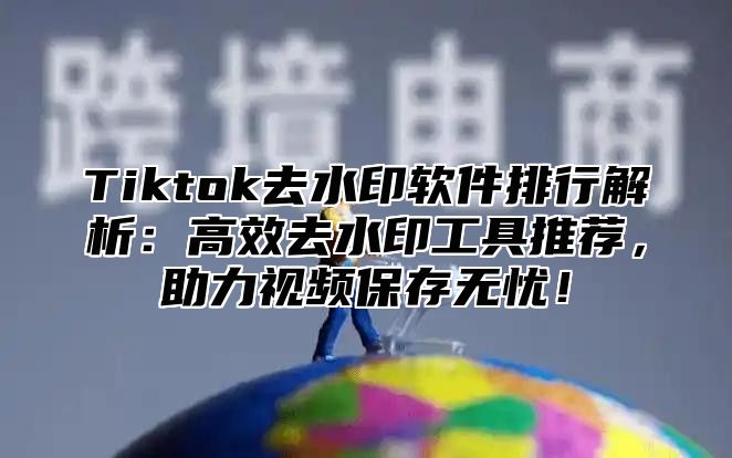 Tiktok去水印软件排行解析：高效去水印工具推荐，助力视频保存无忧！