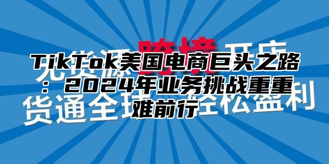 TikTok美国电商巨头之路：2024年业务挑战重重难前行