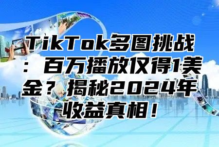 TikTok多图挑战：百万播放仅得1美金？揭秘2024年收益真相！