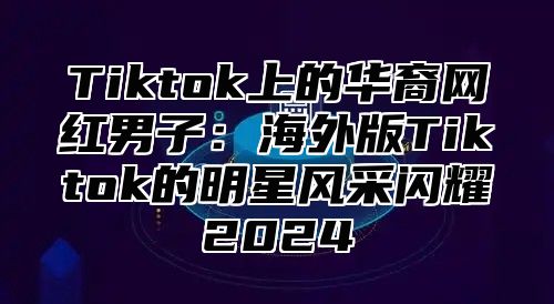 Tiktok上的华裔网红男子：海外版Tiktok的明星风采闪耀2024