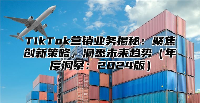 TikTok营销业务揭秘：聚焦创新策略，洞悉未来趋势（年度洞察：2024版）