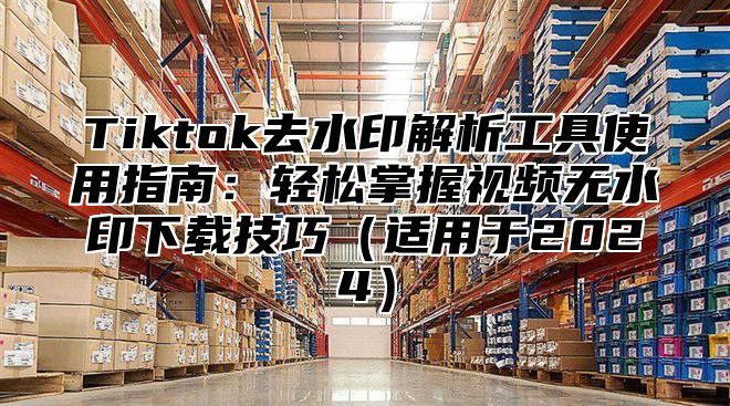 Tiktok去水印解析工具使用指南：轻松掌握视频无水印下载技巧（适用于2024）