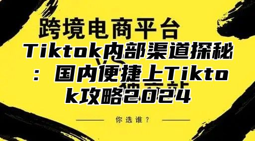 Tiktok内部渠道探秘：国内便捷上Tiktok攻略2024