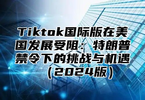 Tiktok国际版在美国发展受阻：特朗普禁令下的挑战与机遇（2024版）