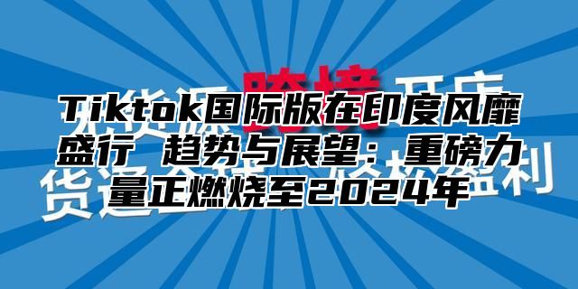 Tiktok国际版在印度风靡盛行 趋势与展望：重磅力量正燃烧至2024年