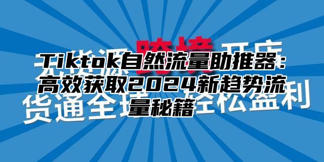 Tiktok自然流量助推器：高效获取2024新趋势流量秘籍