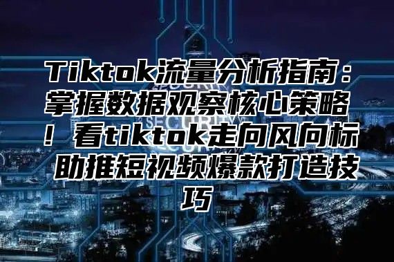 Tiktok流量分析指南：掌握数据观察核心策略！看tiktok走向风向标 助推短视频爆款打造技巧