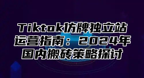 Tiktok仿牌独立站运营指南：2024年国内搬砖策略探讨