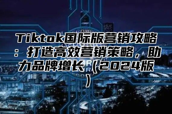 Tiktok国际版营销攻略：打造高效营销策略，助力品牌增长（2024版）