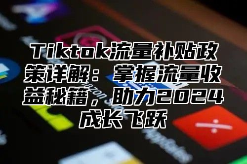 Tiktok流量补贴政策详解：掌握流量收益秘籍，助力2024成长飞跃