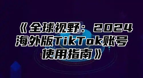 《全球视野：2024海外版TikTok账号使用指南》