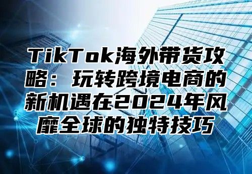 TikTok海外带货攻略：玩转跨境电商的新机遇在2024年风靡全球的独特技巧