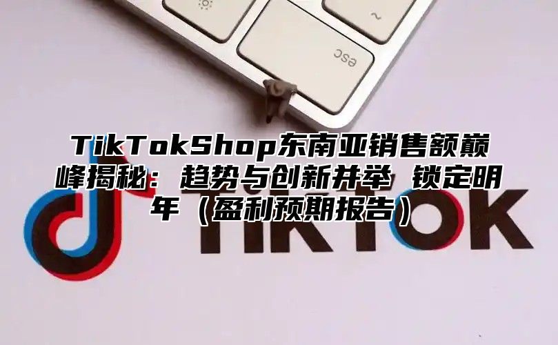 TikTokShop东南亚销售额巅峰揭秘：趋势与创新并举 锁定明年（盈利预期报告）