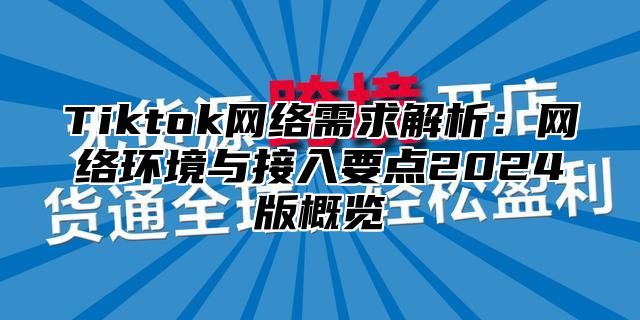 Tiktok网络需求解析：网络环境与接入要点2024版概览