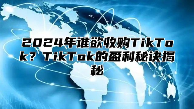 2024年谁欲收购TikTok？TikTok的盈利秘诀揭秘